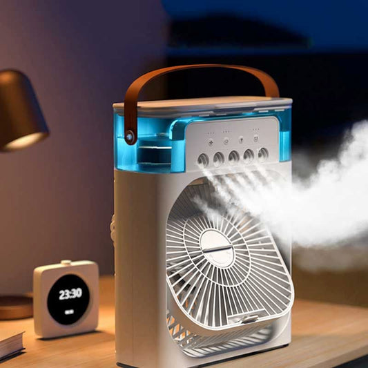 Mini Air Conditioner Fan Premium 3 In 1 Desk Cooling Fan Spray | Free Power Bank