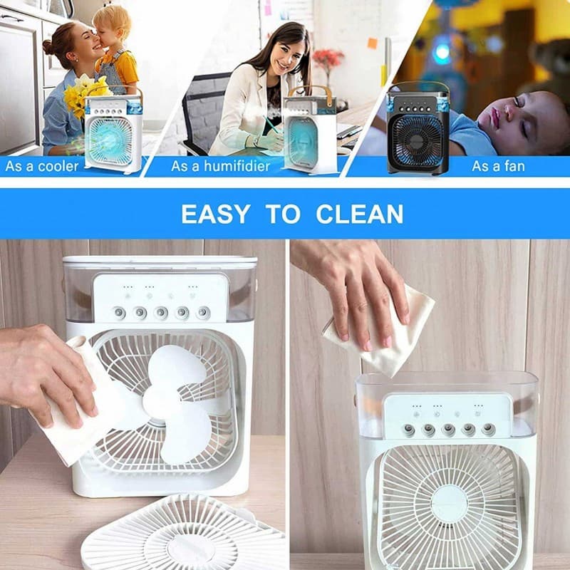 Mini Air Conditioner Fan Premium 3 In 1 Desk Cooling Fan Spray | Free Power Bank