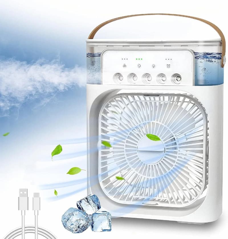 Mini Air Conditioner Fan Premium 3 In 1 Desk Cooling Fan Spray | Free Power Bank